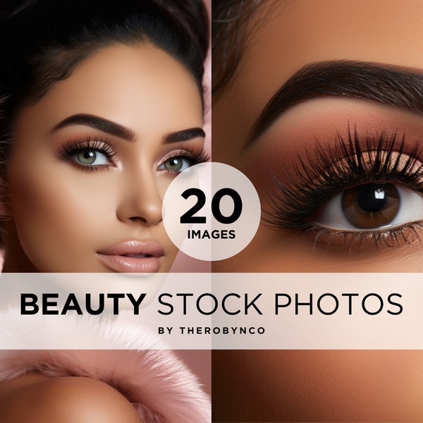 Mink Eyelashes Beauty Stock Photo, Falsies False Eyelashes Product Model Stock Images, PNG, Ai Generated Beauty Lashes Business Stock Photos