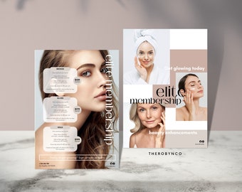 Beauty Facial Salon Flyer Menu Templates, Modern, Membership Package Set Promotion , Pricing Menu, Editable DIY Aesthetic Brand Awareness