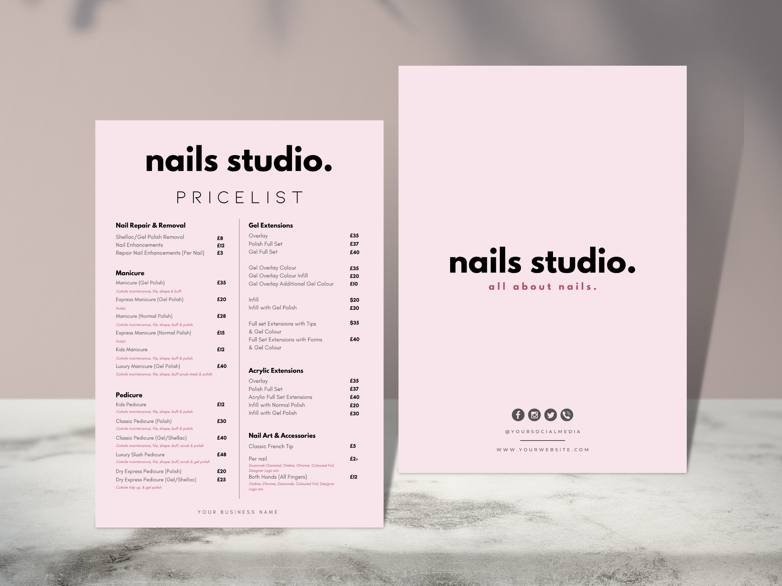 DIY Nail Salon Price List Design Templates Pre Made Editable - Etsy