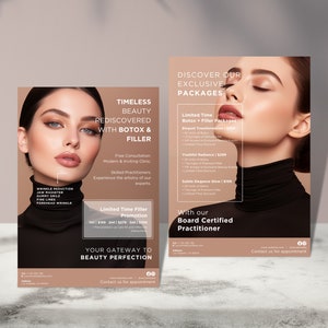 Fai da te Botox Dermal Filler Pacchetto Modelli di volantini Design, Clinica di iniezione modificabile stampabile, Istantaneo, Promo Estetica Med Spa, Instagram