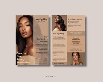 DIY Beauty Salon Flyer Templates Design, Hair Nail Makeup Salon, Editable, Printable, Instant, Promotion Esthetician Beautician PMU Canva