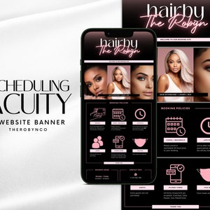 DIY Acuity Site, Hair Lash Acuity Scheduling Banner Templates, Booking Template, Stylist, Online Reservation RSVP Website Canva DIY Instant