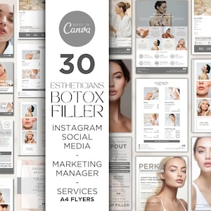 30 modelli di post Instagram per estetisti fai da te Botox Dermal Filler Design, volantini modificabili, salone di estetica per infermiere MedSpa Instagram Post Skin
