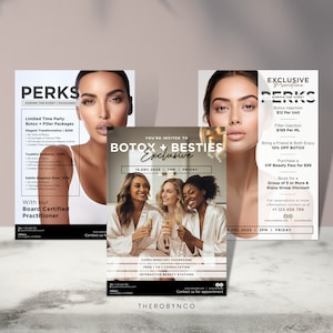 DIY Botox Party Werbe Beauty Flyer Vorlagen, bearbeitbar druckbar, Markenbekanntheit, Poster digitale Version Instagram, Werbeanzeigen