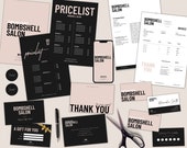 BOM 30+ Large Branding Kit Set Bundle Templates, Editable, Printable, Digital, Price List Nails Lashes Business, Beauty Salon Social, Black