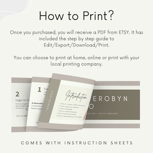 May include: A close-up of a folded instruction sheet with the text "How to Print?" and "COMES WITH INSTRUCTION SHEETS". The sheet is beige with brown text and a brown background. The sheet is folded in half and the text is visible on both sides.