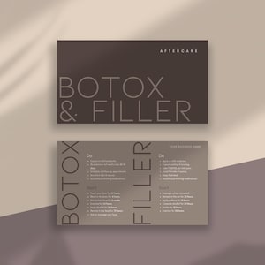 DIY Botox Filler Aftercare Card Design Minivorlagen, bearbeitbar, druckbar, sofort verfügbar, ästhetische Schönheit Nachsorge, Injizierbare, Gesichtsführer