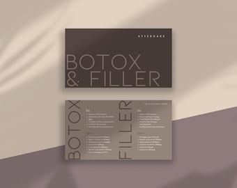 DIY Botox Filler Aftercare Card Design Minivorlagen, bearbeitbar, druckbar, sofort verfügbar, ästhetische Schönheit Nachsorge, Injizierbare, Gesichtsführer