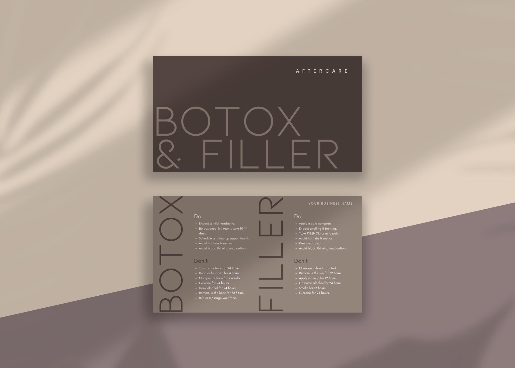 DIY Botox Filler Aftercare Card Design Mini Templates, Editable ...