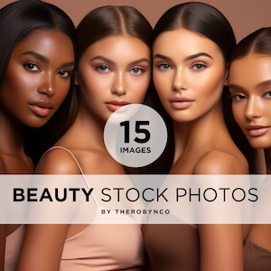 15 Stock Images - African American Model, Caucasian Beauty Stock Photos, Skincare Stock Photos, Makeup Fashion Model Ai Stock Photo, Beauty