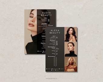 DIY Aesthetic Price List Design Templates, Pre Made Complete List, Botox Lip FIller Fat Removal Injectables Face, Beauty Salon, Menu Catalog