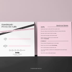 Modelos de cartão de produto para unhas de pressão faça você mesmo, instruções de como fazer cartão, editável para impressão, instantâneo, fácil de editar manicure instantânea, Canva