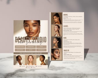 DIY Beauty Salon Flyer Templates Design, Hair Nail Makeup Salon, Editable, Printable, Instant, Promotion Esthetician Beautician PMU Canva