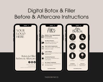 Digital Botox Filler Pre & Aftercare Card Design Mini Templates, Editable Printable Instant, Aesthetic Beauty Post Care, Injectables Medspa