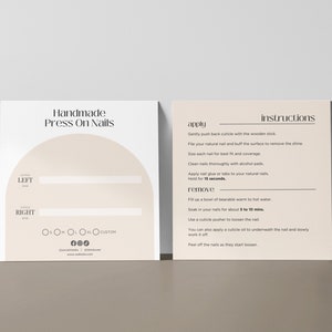 Modèles de cartes de produit DIY à presser sur les ongles, instructions pour la réalisation de la carte, modifiables imprimables, instantanés, faciles à modifier, manucure instantanée sur bâtonnet, toile