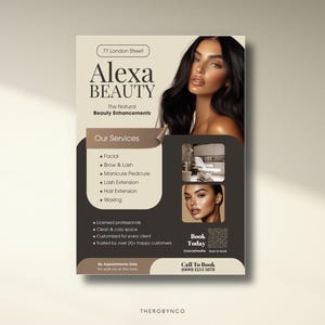DIY Beauty Salon Flyer Templates Design, Hair Nail Makeup Salon, Edytowalny, Do druku, Natychmiastowy, Promocja Kosmetyczka Kosmetyczka PMU Canva