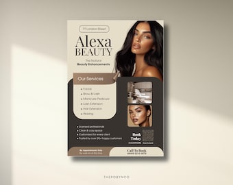 DIY Beauty Salon Flyer Templates Design, Hair Nail Makeup Salon, Editable, Printable, Instant, Promotion Esthetician Beautician PMU Canva