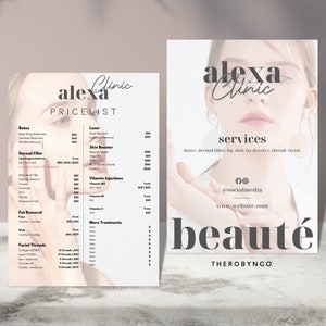 Modelli di progettazione di listini prezzi estetici fai-da-te, elenco completo preconfezionato, filler per labbra Botox per la rimozione del grasso, iniettabili viso, salone di bellezza, catalogo menu