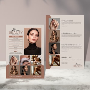 DIY Beauty Salon Flyer Templates Design, Hair Nail Makeup Salon, Edytowalny, Do druku, Natychmiastowy, Promocja Kosmetyczka Kosmetyczka PMU Canva
