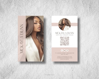 Esthetician Medspa Luxury Business Card Templates Design, Beauty Guru PMU Makeup Lash Brow Hair Extension Boss Babe Business Name Card Canva