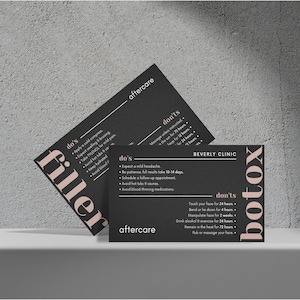 DIY Botox Filler Nazorgkaart Ontwerp Mini-sjablonen, bewerkbare, afdrukbare, instant, esthetische schoonheidspostverzorging, injectables Face Guide Card