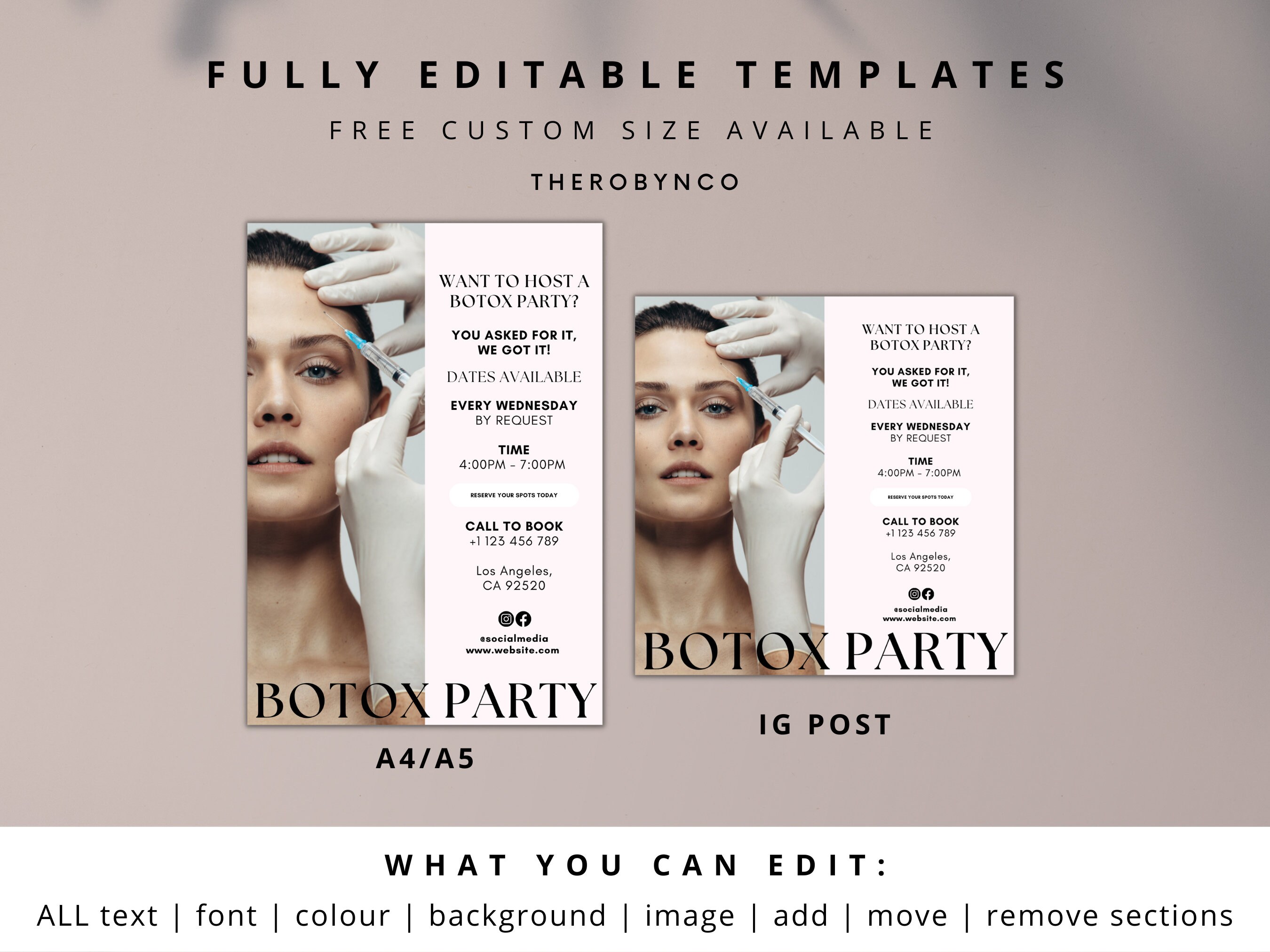 DIY Botox Party Promotional Beauty Flyer Templates, Editable Printable ...