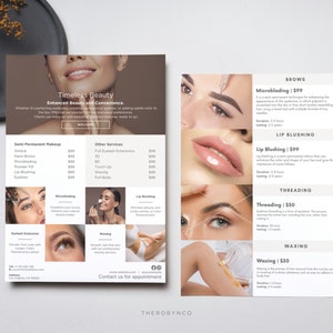 DIY Beauty Salon Flyer Templates Design, Hair Nail Makeup Salon, Edytowalny, Do druku, Natychmiastowy, Promocja Kosmetyczka Kosmetyczka PMU Canva