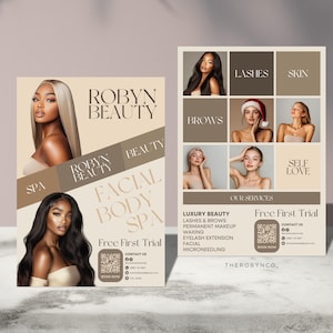 DIY Beauty Salon Flyer Vorlagen Design, Haar Nagel Make-up Salon, bearbeitbar, druckbar, Instant, Promotion Kosmetikerin Kosmetikerin PMU Canva