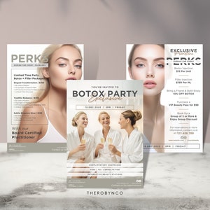 DIY Botox Party Promotional Beauty Flyer Vorlagen, bearbeitbare druckbare, Markenbekanntheit, Poster digitale Version Instagram, Werbeanzeigen
