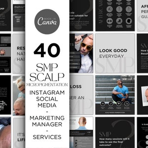 DIY SMP Flyer Instagram Templates, Scalp Micropigmentation Flyer Design, Hairline Tattoo Transplant, Scalp, Editable Instant Canva Men Salon