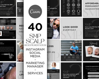 DIY SMP Flyer Instagram Templates, Scalp Micropigmentation Flyer Design, Hairline Tattoo Transplant, Scalp, Editable Instant Canva Men Salon