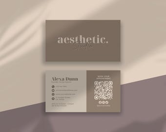 Esthetician Business Card Template, Medspa Skincare Business Card, Beauty Salon Waxing Name Card, Beige Neutral Branding Color Design