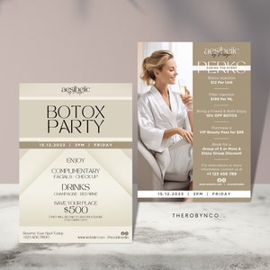 DIY Botox Party Promotional Beauty Flyer Vorlagen, bearbeitbare druckbare, Markenbekanntheit, Poster digitale Version Instagram, Werbeanzeigen