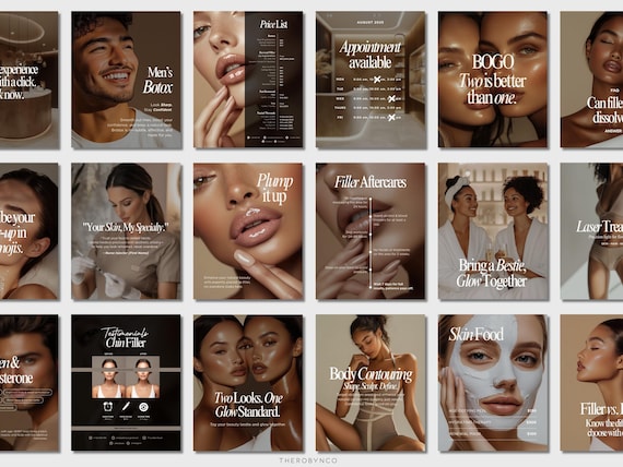 Luxury Botox and Filler Instagram Post Templates Content Design, Editable Instant Medspa Nurse Injector Aesthetic Beauty Salon, Estheticians
