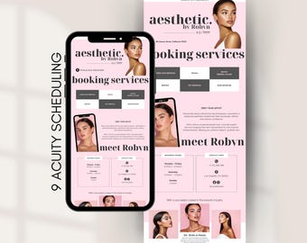 9 PINK Aesthetic Acuity Scheduling Templates, Custom Editable Booking Site, Medspa Minimalist Beauty, Acuity Website Banner Estheticians