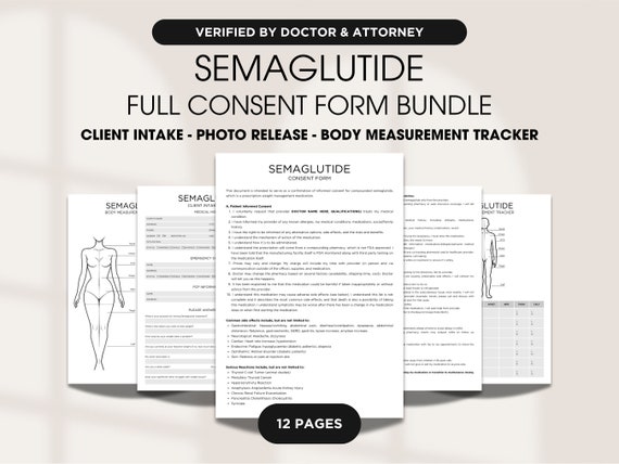 semaglutide forms Weight Loss Bundle Forms Template, Weight Loss Business Editable Semaglutide  Consent Form, Full Client Intake Form, Ozempic, Canva