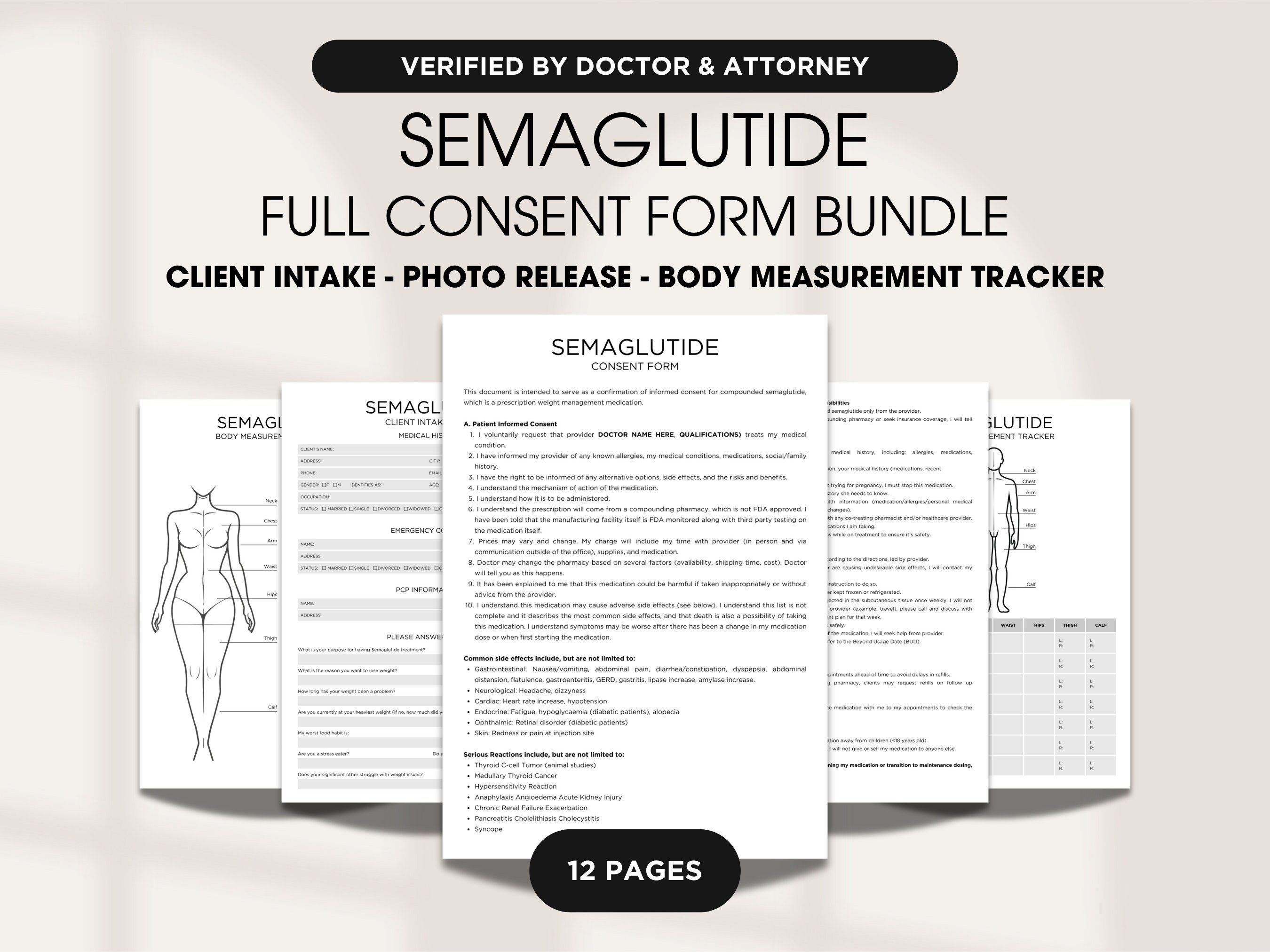 semaglutide consent form for weight loss pdf Weight Loss Bundle Forms Template, Weight Loss Business Editable Semaglutide  Consent Form, Full Client Intake Form, Ozempic, Canva
