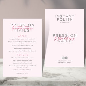 Hoe Press On Nails toe te passen Instructies Kaartgids Sjablonen, Bewerkbaar, DIY, Afdrukbaar, Nagels Business, Press Ons, Nagel, Instant, Kaartspijker