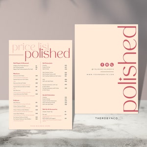 Modelli di progettazione listino prezzi completo per salone per unghie fai da te, stampabile modificabile preimpostato, menu catalogo elenco completo Business di bellezza, manicure, completato