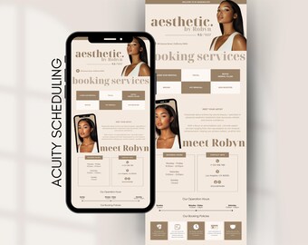9 BOHO Estheticians Acuity Scheduling Templates, Editable Booking Site, Medspa Minimalist Beige, Acuity Website Banner Online Site