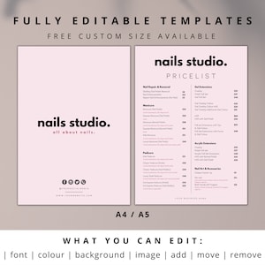 DIY Nail Salon Price List Design Templates, Pre Made Editable Printable ...