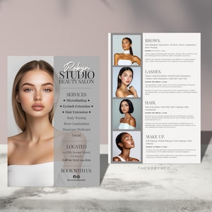 DIY Beauty Salon Flyer Templates Design, Hair Nail Makeup Salon, Edytowalny, Do druku, Natychmiastowy, Promocja Kosmetyczka Kosmetyczka PMU Canva