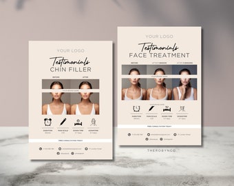 DIY Before After Medspa Botox Filler Instagram Post Templates Design Flyer, Editable Printable, Beauty Testimonial Treatment Photo Content