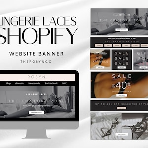Mini Lingerie Web Banners Bundle Templates Set, Website Banner Header, Shopify Web Banner, Lingerie Boutique Online Store Design, Laces Wear