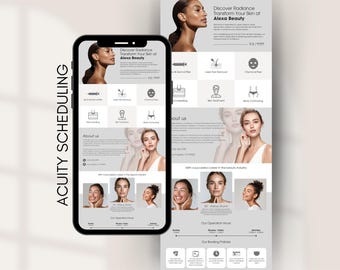Esthetician Acuity Scheduling Canva Templates, Medspa Skincare Facial Booking Website Site Design