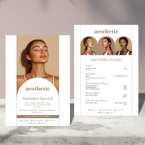 DIY Beauty Salon Flyer Templates Design, Hair Nail Makeup Salon, Edytowalny do druku, Cena Medspa Kosmetyczka Kosmetyczka Botox Filler Canva