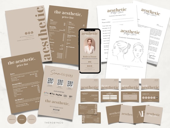 Large Nurse Injector Esthetician Branding Kit Bundle Templates Desig  Price List Logo Aftercare Business Card  Editable Printable Canva