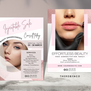 DIY Botox Dermal Filler Beauty Flyer Templates Design, Brand Awareness, Edytowalne do druku, Natychmiastowy dostęp, Salon kosmetyczny, Reklama
