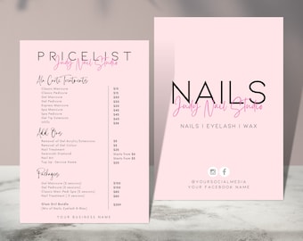 JUDY Nails Salon Price List Pre Made Templates, Editable, Printable, Instant, Beauty Nail Manicure, Pricing Design, Minimalist Hair Menu
