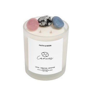 CANCER - Zodiac Crystal Candle - Crystal Candle - Crystals for Cancer - Cancer Candle - Personalized Gift - Birthday Gift - Astrology - Gift